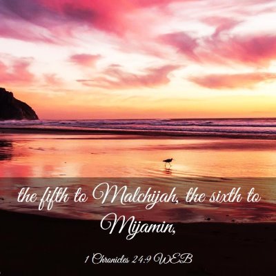 Picture 03 - 1 Chronicles 24:9 WEB - the fifth to Malchijah, the sixth to - Bible Verse Picture