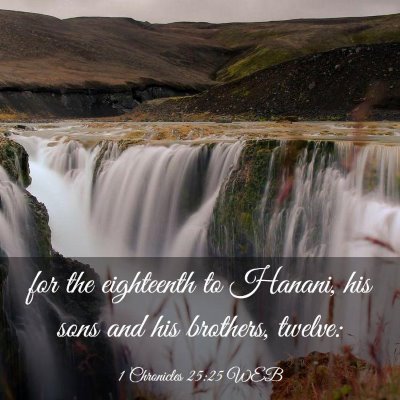 Picture 03 - 1 Chronicles 25:25 WEB - for the eighteenth to Hanani, his sons and his - Bible Verse Picture