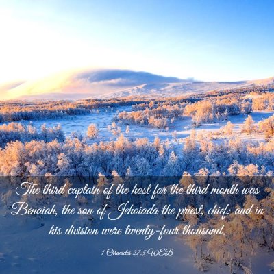 Picture 03 - 1 Chronicles 27:5 WEB - The third captain of the host for the third month - Bible Verse Picture