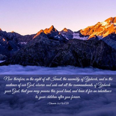 Picture 03 - 1 Chronicles 28:8 WEB - Now therefore, in the sight of all Israel, the - Bible Verse Picture