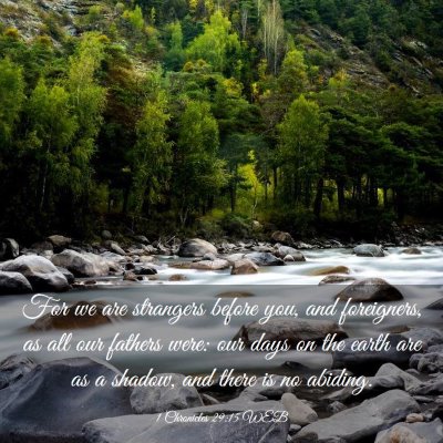 Picture 03 - 1 Chronicles 29:15 WEB - For we are strangers before you, and foreigners, - Bible Verse Picture