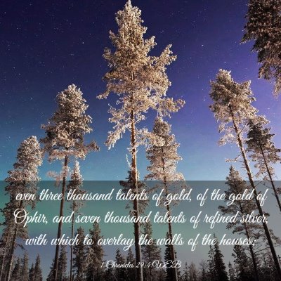 Picture 03 - 1 Chronicles 29:4 WEB - even three thousand talents of gold, of the gold - Bible Verse Picture
