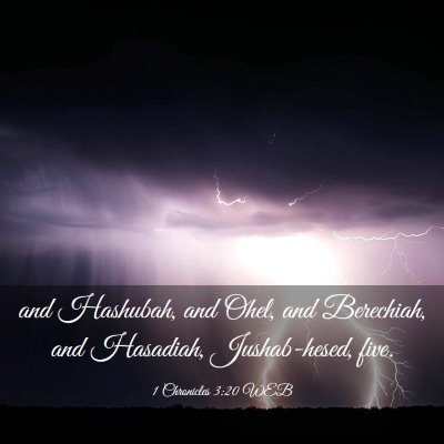 Picture 03 - 1 Chronicles 3:20 WEB - and Hashubah, and Ohel, and Berechiah, and - Bible Verse Picture