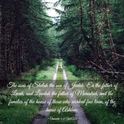 Picture 03 - 1 Chronicles 4:21 WEB - The sons of Shelah the son of Judah: Er the - Bible Verse Picture