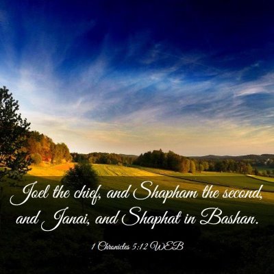 Picture 03 - 1 Chronicles 5:12 WEB - Joel the chief, and Shapham the second, and - Bible Verse Picture