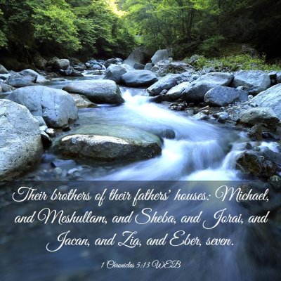 Picture 03 - 1 Chronicles 5:13 WEB - Their brothers of their fathers' houses: Michael, - Bible Verse Picture