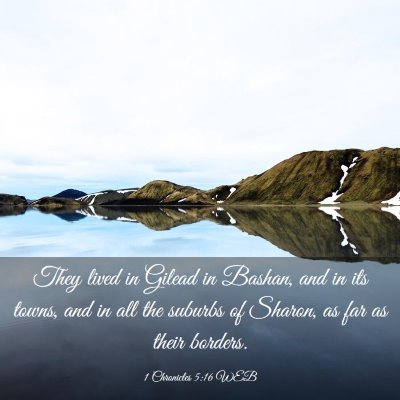 Picture 03 - 1 Chronicles 5:16 WEB - They lived in Gilead in Bashan, and in its towns, - Bible Verse Picture