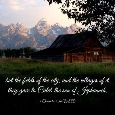 Picture 03 - 1 Chronicles 6:56 WEB - but the fields of the city, and the villages of - Bible Verse Picture