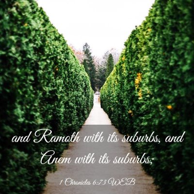 Picture 03 - 1 Chronicles 6:73 WEB - and Ramoth with its suburbs, and Anem with its - Bible Verse Picture