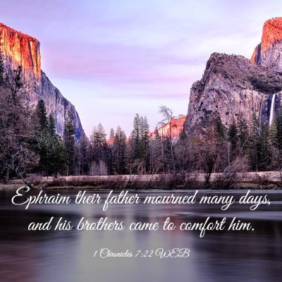 Picture 03 - 1 Chronicles 7:22 WEB - Ephraim their father mourned many days, and his - Bible Verse Picture