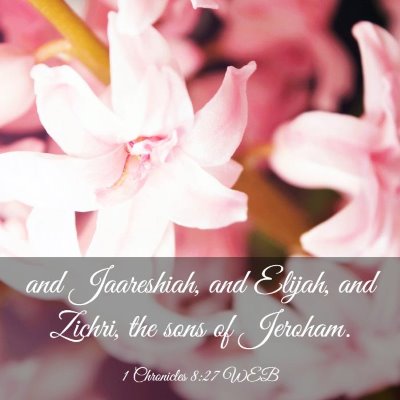 Picture 03 - 1 Chronicles 8:27 WEB - and Jaareshiah, and Elijah, and Zichri, the sons - Bible Verse Picture