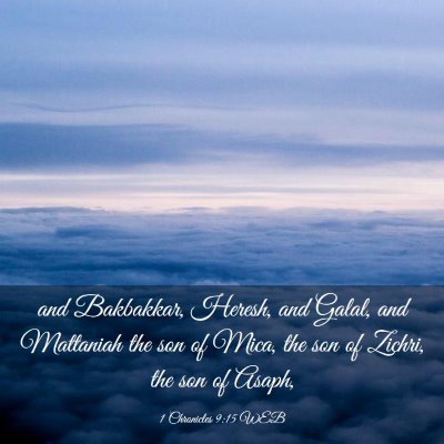 Picture 03 - 1 Chronicles 9:15 WEB - and Bakbakkar, Heresh, and Galal, and Mattaniah - Bible Verse Picture
