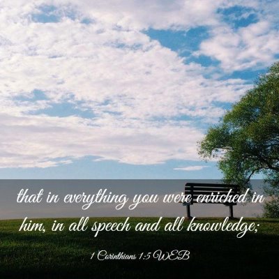 Picture 03 - 1 Corinthians 1:5 WEB - that in everything you were enriched in him, in - Bible Verse Picture