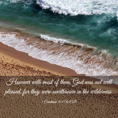 Picture 03 - 1 Corinthians 10:5 WEB - However with most of them, God was not well - Bible Verse Picture