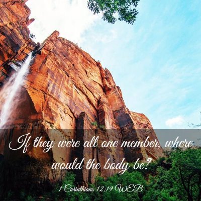 Picture 03 - 1 Corinthians 12:19 WEB - If they were all one member, where would the body - Bible Verse Picture