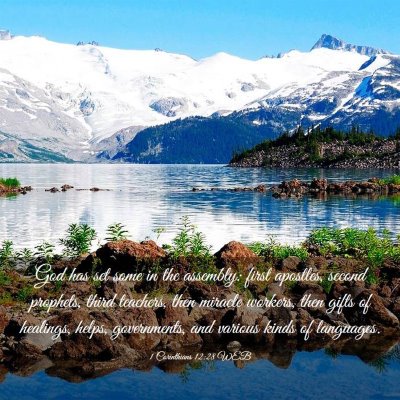Picture 03 - 1 Corinthians 12:28 WEB - God has set some in the assembly: first apostles, - Bible Verse Picture