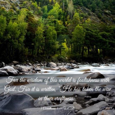 Picture 03 - 1 Corinthians 3:19 WEB - For the wisdom of this world is foolishness with - Bible Verse Picture