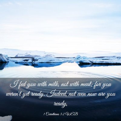 Picture 03 - 1 Corinthians 3:2 WEB - I fed you with milk, not with meat; for you - Bible Verse Picture