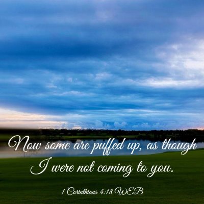 Picture 03 - 1 Corinthians 4:18 WEB - Now some are puffed up, as though I were not - Bible Verse Picture