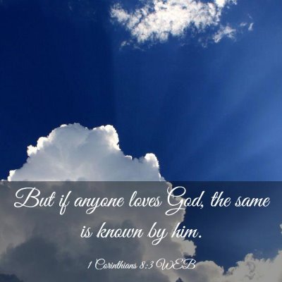 Picture 03 - 1 Corinthians 8:3 WEB - But if anyone loves God, the same is known by - Bible Verse Picture
