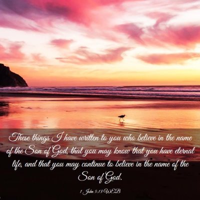 Picture 03 - 1 John 5:13 WEB - These things I have written to you who believe in - Bible Verse Picture
