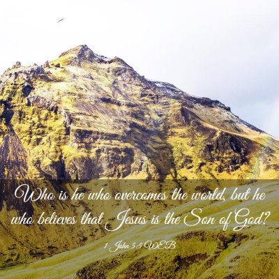 Picture 03 - 1 John 5:5 WEB - Who is he who overcomes the world, but he who - Bible Verse Picture