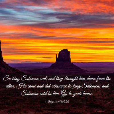 Picture 03 - 1 Kings 1:53 WEB - So king Solomon sent, and they brought him down - Bible Verse Picture