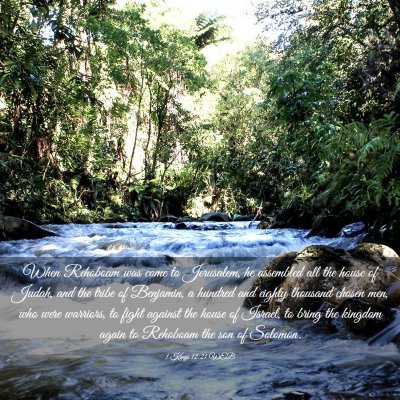 Picture 03 - 1 Kings 12:21 WEB - When Rehoboam was come to Jerusalem, he assembled - Bible Verse Picture