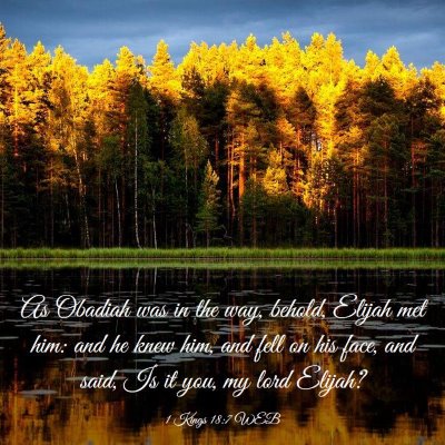 Picture 03 - 1 Kings 18:7 WEB - As Obadiah was in the way, behold, Elijah met - Bible Verse Picture