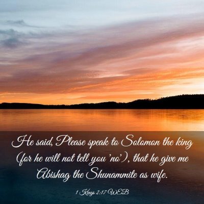 Picture 03 - 1 Kings 2:17 WEB - He said, Please speak to Solomon the king (for he - Bible Verse Picture