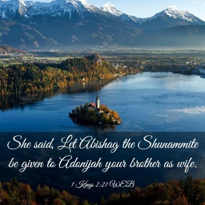 Picture 03 - 1 Kings 2:21 WEB - She said, Let Abishag the Shunammite be given to - Bible Verse Picture