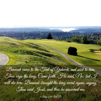 Picture 03 - 1 Kings 2:30 WEB - Benaiah came to the Tent of Yahweh, and said to - Bible Verse Picture