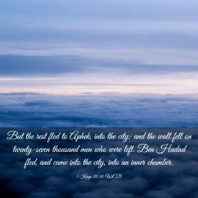 Picture 03 - 1 Kings 20:30 WEB - But the rest fled to Aphek, into the city; and - Bible Verse Picture