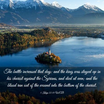Picture 03 - 1 Kings 22:35 WEB - The battle increased that day: and the king was - Bible Verse Picture