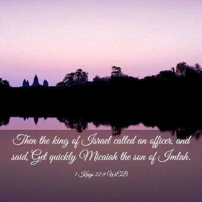 Picture 03 - 1 Kings 22:9 WEB - Then the king of Israel called an officer, and - Bible Verse Picture