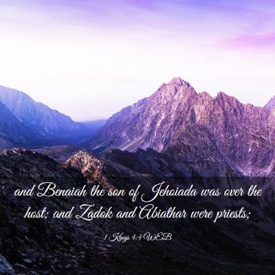 Picture 03 - 1 Kings 4:4 WEB - and Benaiah the son of Jehoiada was over the - Bible Verse Picture