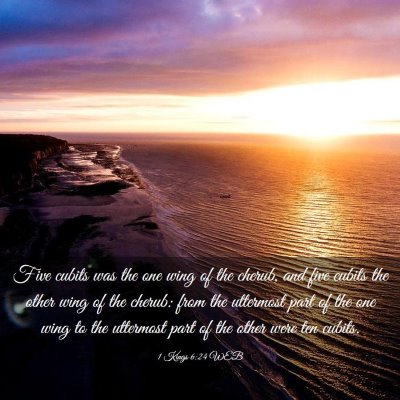 Picture 03 - 1 Kings 6:24 WEB - Five cubits was the one wing of the cherub, and - Bible Verse Picture