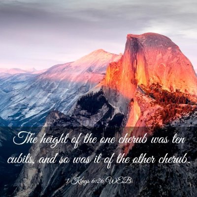 Picture 03 - 1 Kings 6:26 WEB - The height of the one cherub was ten cubits, and - Bible Verse Picture