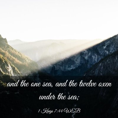 Picture 03 - 1 Kings 7:44 WEB - and the one sea, and the twelve oxen under the - Bible Verse Picture