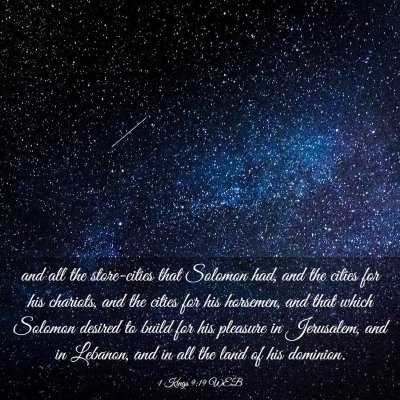 Picture 03 - 1 Kings 9:19 WEB - and all the store-cities that Solomon had, and - Bible Verse Picture