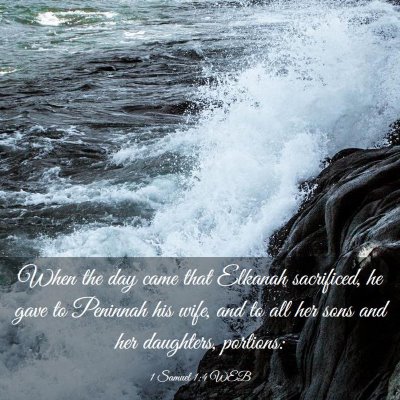 Picture 03 - 1 Samuel 1:4 WEB - When the day came that Elkanah sacrificed, he - Bible Verse Picture