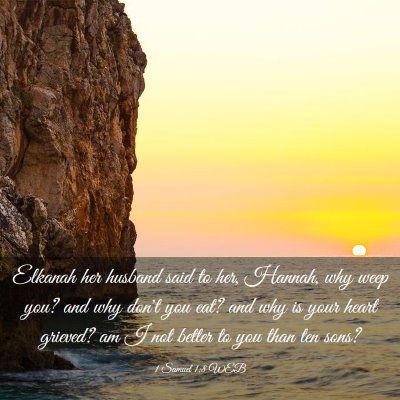 Picture 03 - 1 Samuel 1:8 WEB - Elkanah her husband said to her, Hannah, why weep - Bible Verse Picture