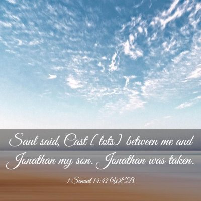 Picture 03 - 1 Samuel 14:42 WEB - Saul said, Cast [lots] between me and Jonathan my - Bible Verse Picture