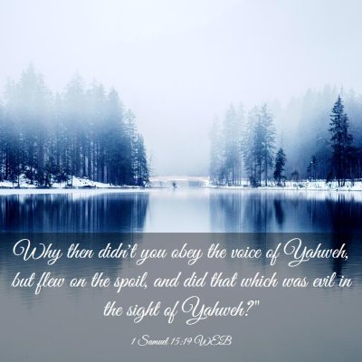 Picture 03 - 1 Samuel 15:19 WEB - Why then didn't you obey the voice of Yahweh, but - Bible Verse Picture