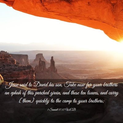 Picture 03 - 1 Samuel 17:17 WEB - Jesse said to David his son, Take now for your - Bible Verse Picture