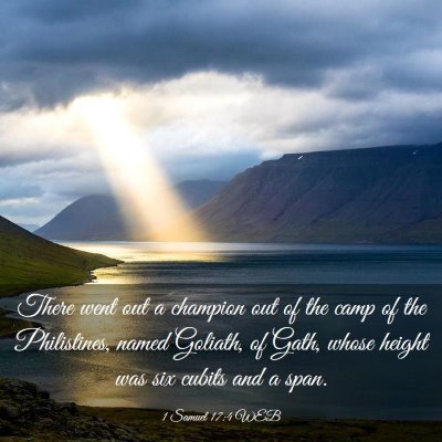 Picture 03 - 1 Samuel 17:4 WEB - There went out a champion out of the camp of the - Bible Verse Picture