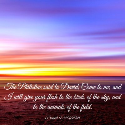 Picture 03 - 1 Samuel 17:44 WEB - The Philistine said to David, Come to me, and I - Bible Verse Picture