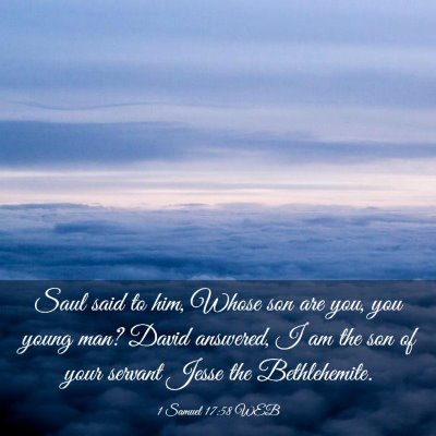Picture 03 - 1 Samuel 17:58 WEB - Saul said to him, Whose son are you, you young - Bible Verse Picture