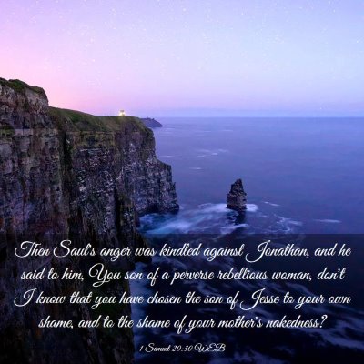 Picture 03 - 1 Samuel 20:30 WEB - Then Saul's anger was kindled against Jonathan, - Bible Verse Picture