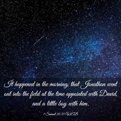 Picture 03 - 1 Samuel 20:35 WEB - It happened in the morning, that Jonathan went - Bible Verse Picture
